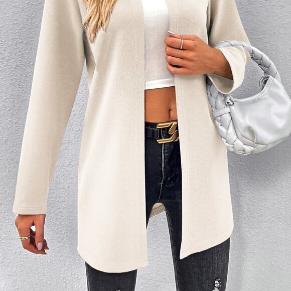 Apricot Casual Womens Solid Open Front Coat - Picture 4 of 5